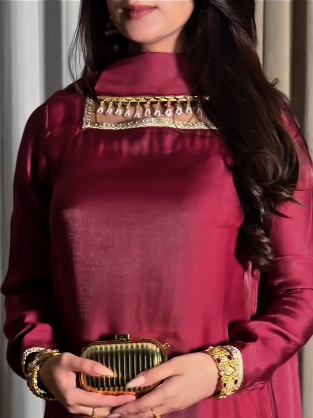 3pc mehroon plazo set