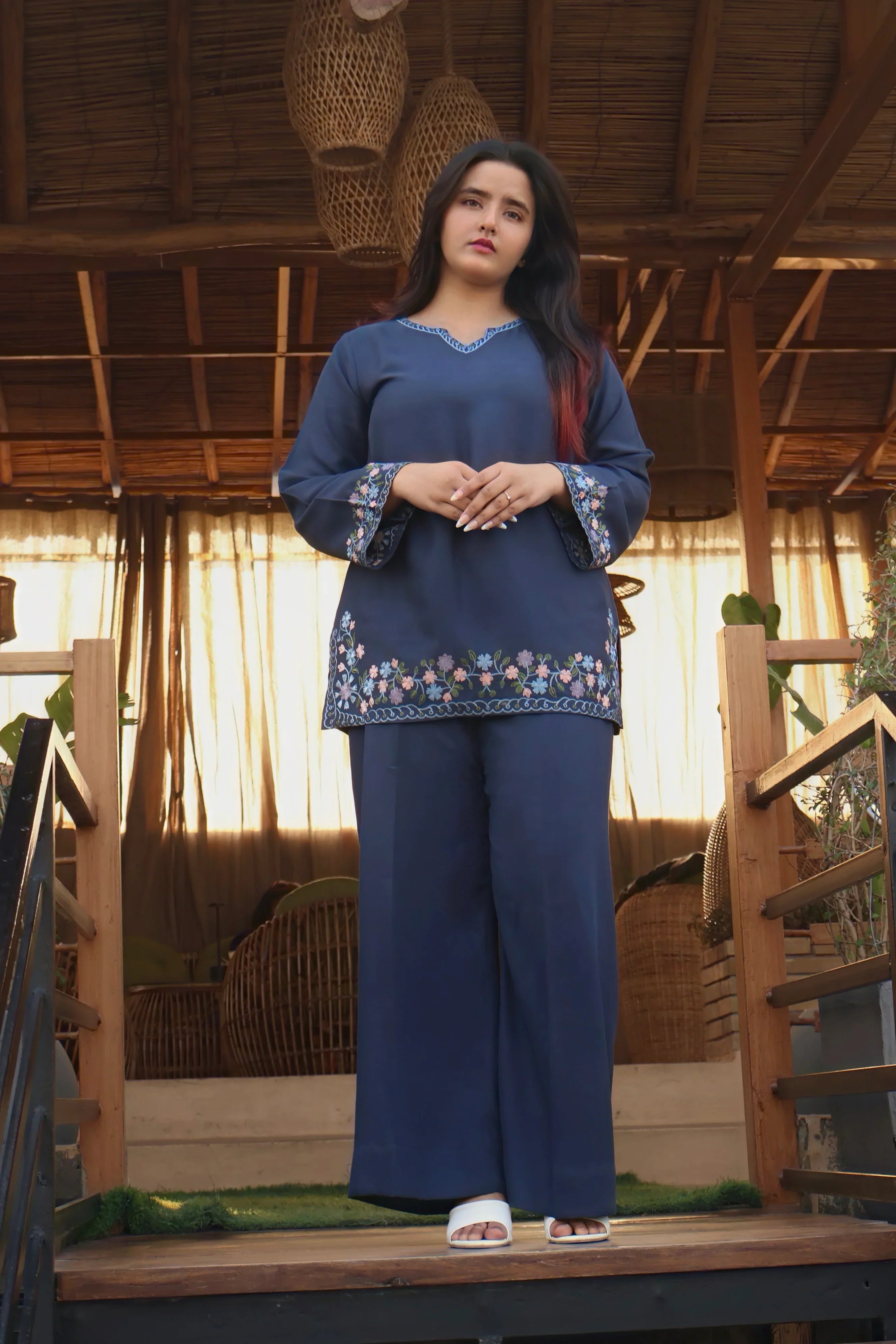 BLUE FLOWER CO ORD SET