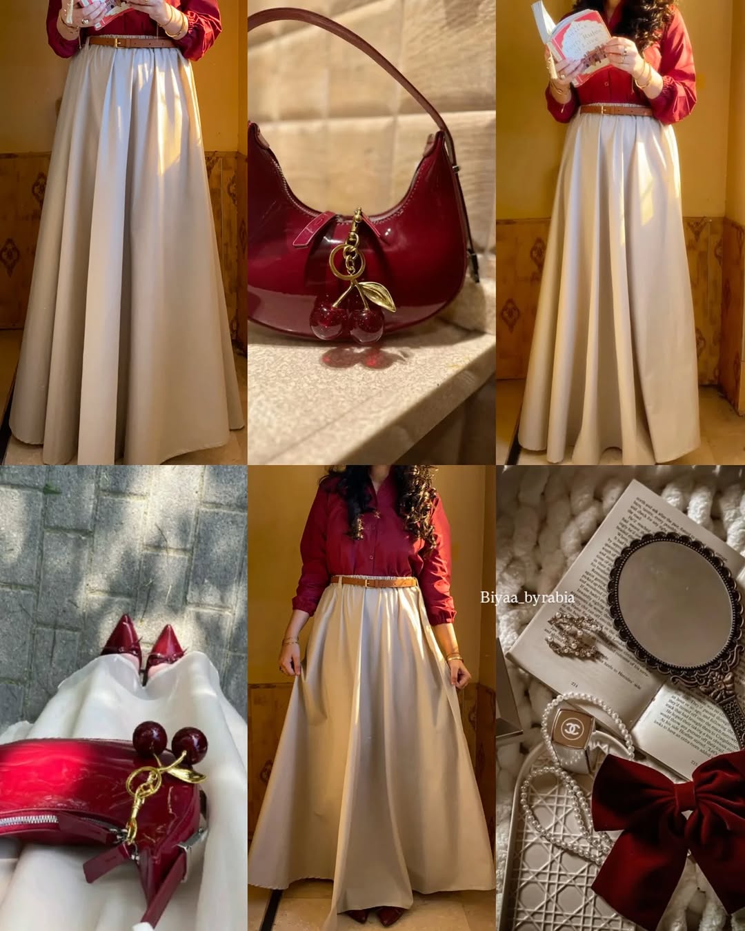 MEHROON SHIRT SKIRT WITH BELT