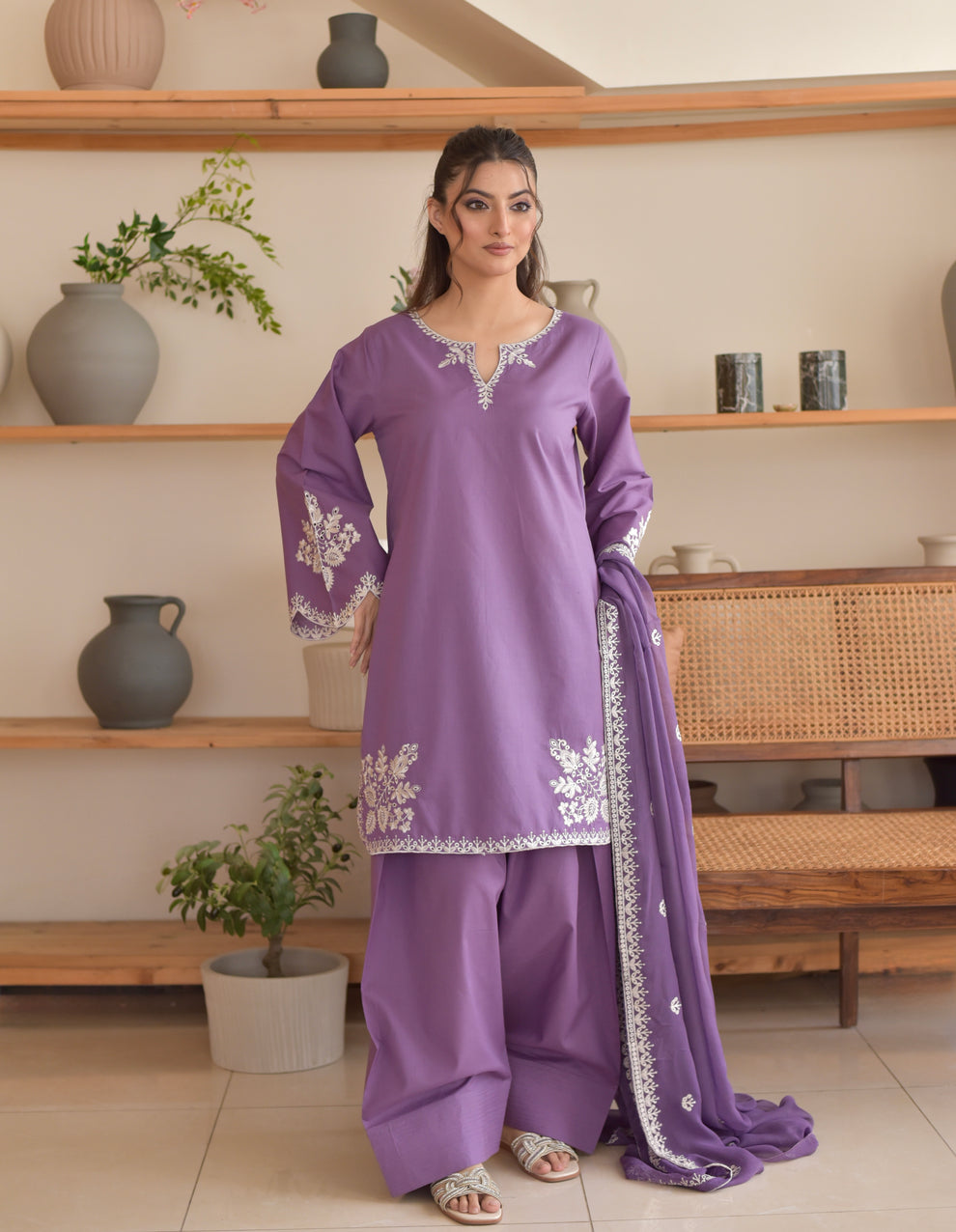 PURPLE EMBROIDERY 3PC