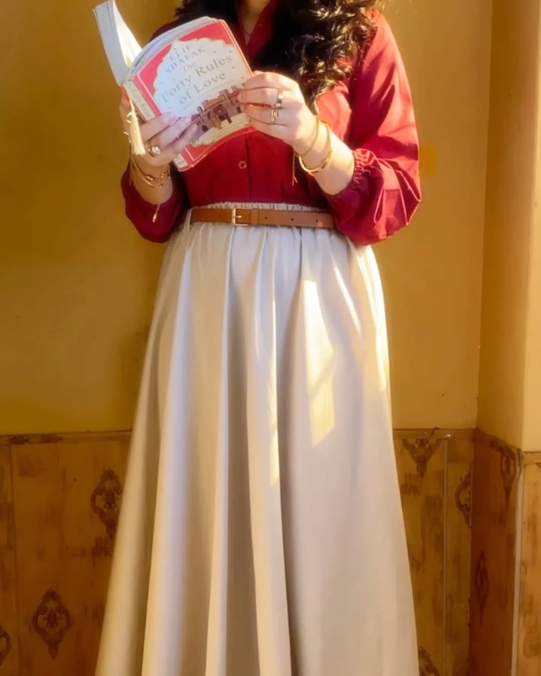MEHROON SHIRT SKIRT WITH BELT