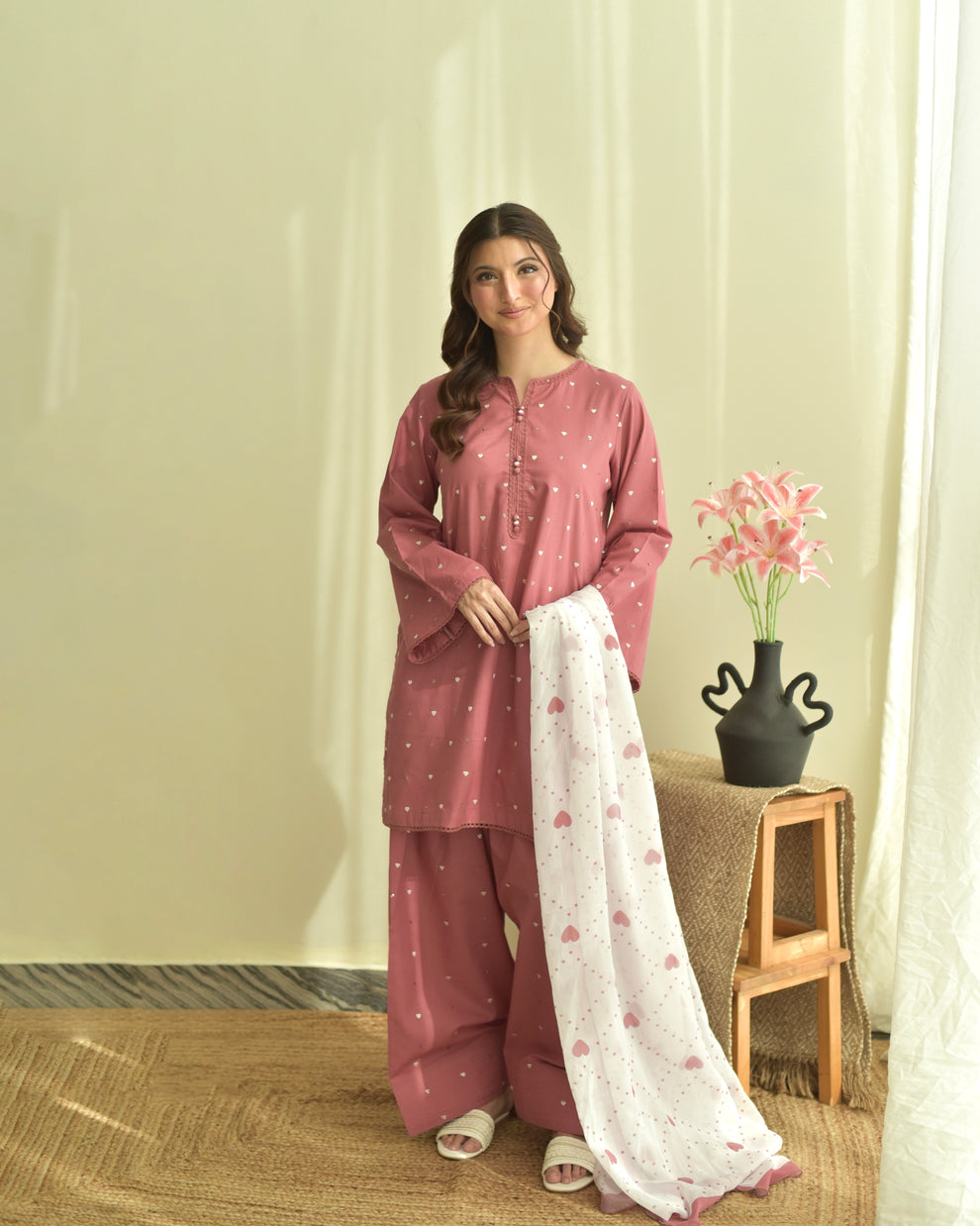 PINK HEART SHAPE 3pc